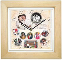 基本サイズ・メイプル木枠時計＜結婚式両親のプレゼント・披露宴の記念品・贈り物に人気の『しあわせの時計』＞