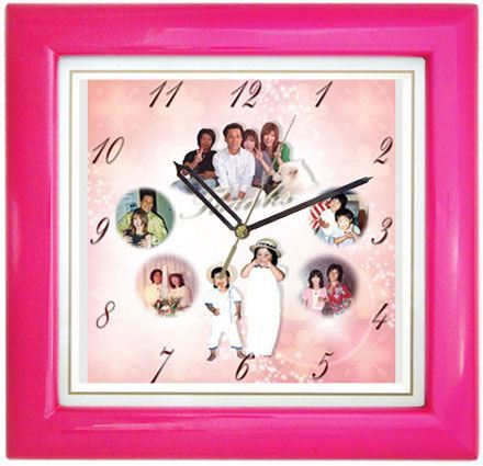 【単品】基本サイズ・カラー木枠時計【ベビーピンク】＜結婚式両親のプレゼント・披露宴の記念品・贈り物に人気の『しあわせの時計』＞
